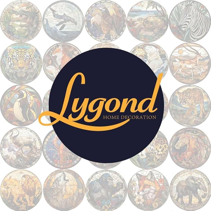 Lygond Metal Sign Tin Sign Circular Stained Glass Bald Eagle Kitty Decor for Club 12×12 Inches