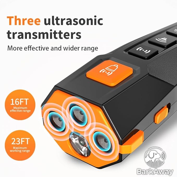 Ultrasonic Dog Bark Deterrent for Small, Medium, Large Breeds - Dog Bark Deterrent Devices with 4 Working Modes, LED Flashlight – 2 in 1 Pet Training Device with Wide Range, Humane Technology