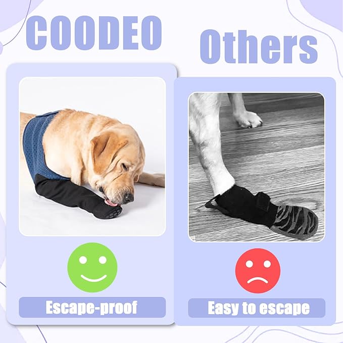 COODEO Dog Socks to Prevent Licking Paws, Healing Boots & Paw Protectors with Non-Slip Bottoms for Wound Protection, Waterproof Sleeve Shoes for Licking(Blue,XL_Right