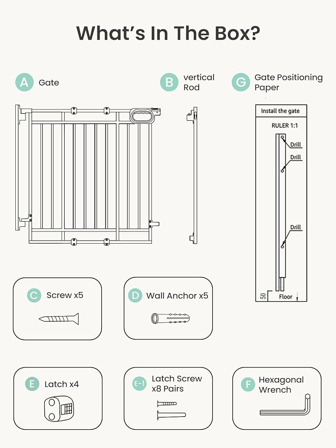 Mom's Choice GROWNSY Baby Gate No Bottom Bar, Adjustable Width 26โ to 36โ for Child and Pet, Dog Gate with Auto-Close & One-Hand Operation, Screw-in Installation for Doorways and Indoor Use