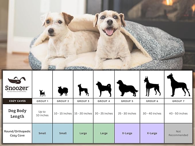 Snoozer Luxury Cozy Cave Dog Bed - Indoor Dog Bed with Cover Cave, Covered Calming Burrow for Small Sized Pets with Blanket Attached, Enclosed, Washable - Small, Palmer Indigo