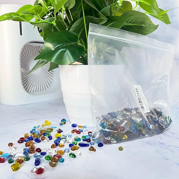 Keedolla 3 LB Glass Fish Tank Gravel Aquarium Fish Tank Stones, Betta Fish Bowl Rocks Gems Marbles Pebbles Gravel for Aquarium, Fish Tank, Vase Fillers, Succulent Plants Decor - Rainbow