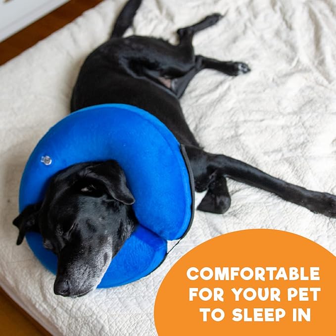 BENCMATE Inflatable Dog Cone Collar Alternative, Soft Dog Cone for Small Medium Large Dogs and Cats, Neck Recovery ECollar Donut Collar After Surgery (X-Large, Blue)