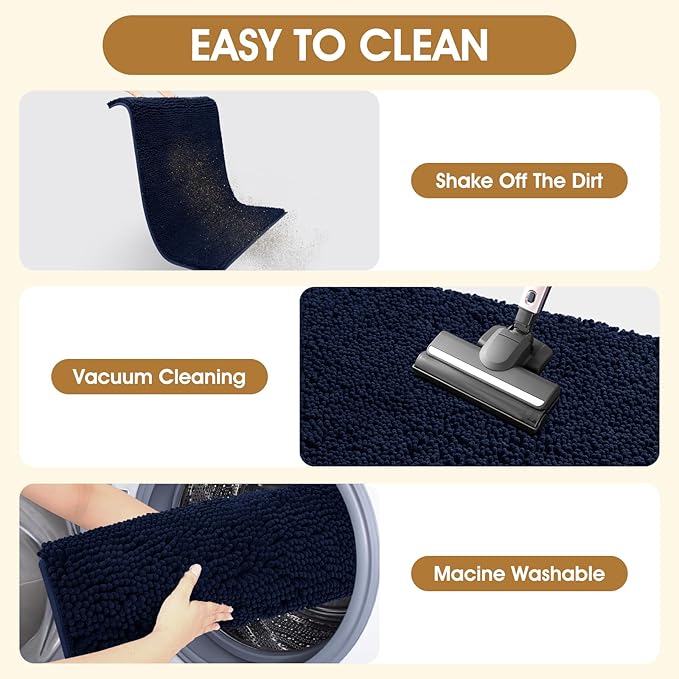 IM HOME Extra Large 60" x 36" Navy Blue Dog Door Mats for Muddy Paws, Chenille Absorbent Dog Mat, Non Slip Heavy Mud Mat for Dogs, Soft Pet Bed Mat for Entryway, Mud Paws, Inside Floor