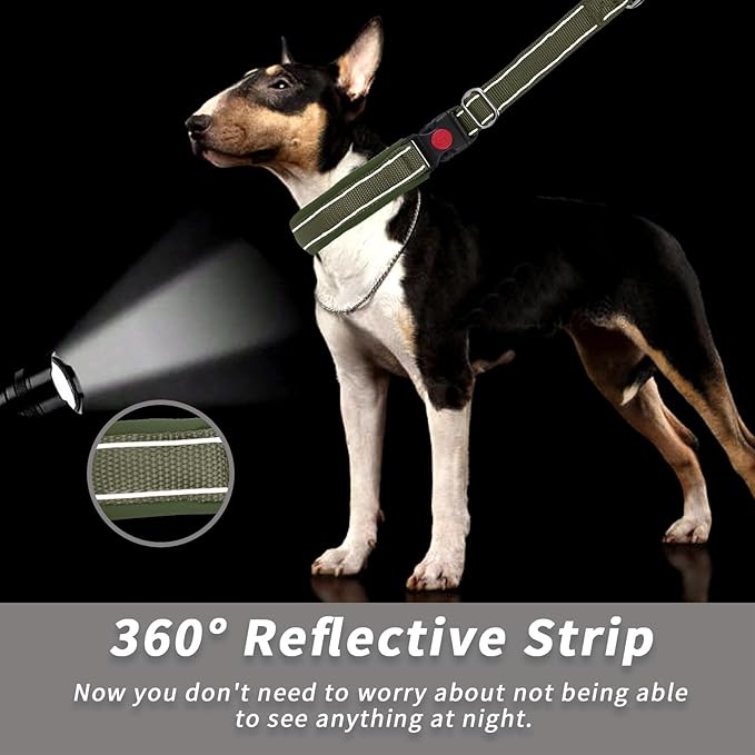 Martingale No Pull Dog Collar for Large Medium Small Dogs, Heavy Duty Nylon Reflective Adjustable Anti Pull Slip Collar with Buckle for Training Walking M Army Green