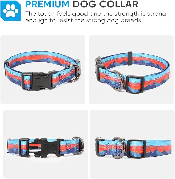 HEELE Dog Collar, Adjustable Soft Dog Collar for Small Medium Large Dogs,Floral Patterned Puppy Collars with Quick Release Buckle S Length 9.84''-14.96'
