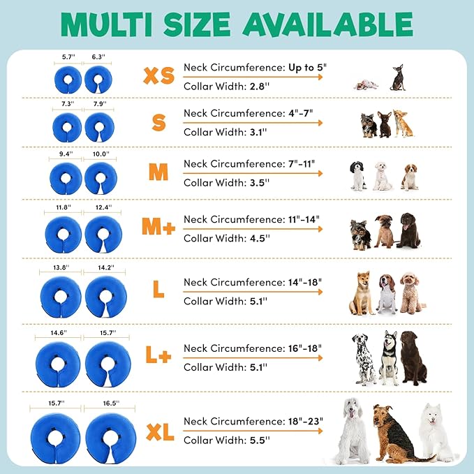 BENCMATE Inflatable Dog Cone Collar Alternative, Soft Dog Cone for Small Medium Large Dogs and Cats, Neck Recovery ECollar Donut Collar After Surgery (Small, Pink)