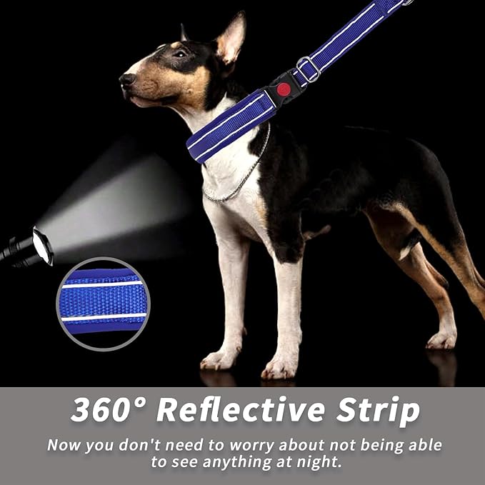 Martingale No Pull Dog Collar for Large Medium Small Dogs, Heavy Duty Nylon Reflective Adjustable Anti Pull Slip Collar with Buckle for Training Walking L Dark Blue
