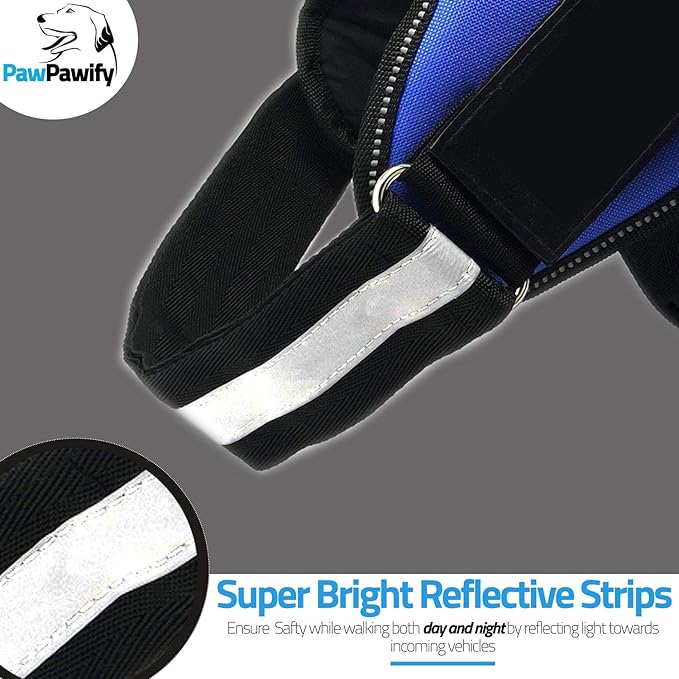 PawPawify Custom No Pull Dog Harness with Name and Phone Number, Heavy Duty Personalized Pet Vest to Prevent Tugging, Pulling, or Choking, Training and Walking (Purple, L (40-60 LBS))