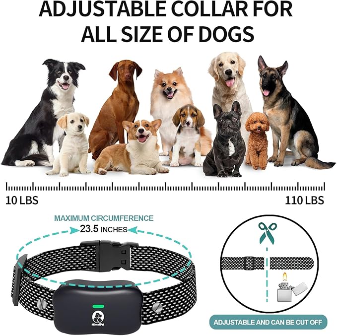 MIMOFPET Wireless Dog Fence for 2 Dogs - Covers up to 856-Acre Electric Fence,185 Days Standby Time Training Collar,Pet Containment System with 3 Training Mode,Flash Light and Waterproof