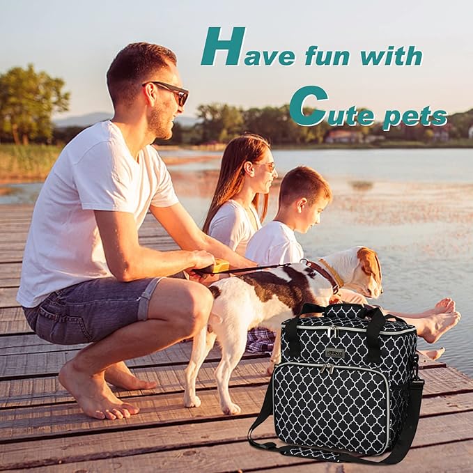 BAGLHER Dog Travel Bag, Pet Travel Bag (ALL Pet Travel Supplies), With 2 Pet Food Containers and 2 Collapsible Silicone Bowls; Essential Kits for Pet Travel DLblack