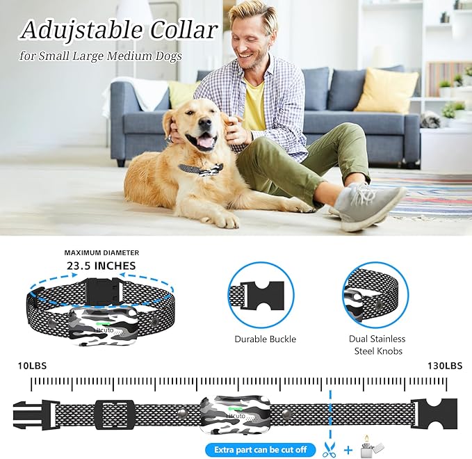 Wireless Dog Fence & Ultrasonic Training Collar -1160-Yard Adjustable Boundary for Outdoor, 6100FT Remote, 4 Modes (Beep/Vibration/Static/Ultrasonic), IPX7 Waterproof, 185-Day Standby, Grey