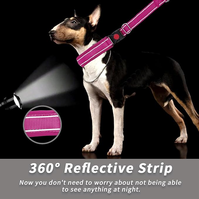 Martingale No Pull Dog Collar for Large Medium Small Dogs, Heavy Duty Nylon Reflective Adjustable Anti Pull Slip Collar with Buckle for Training Walking L Hot Pink