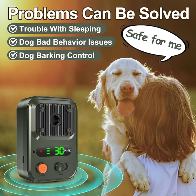 Anti Barking Devices, Auto Bark Deterrent Devices with 3 Modes, Rechargeable Dog Sonic Barking Deterrent, Barking Box Barking Control Devices, Dog Barking Silencer for Indoor and Outdoor Use(Green)9