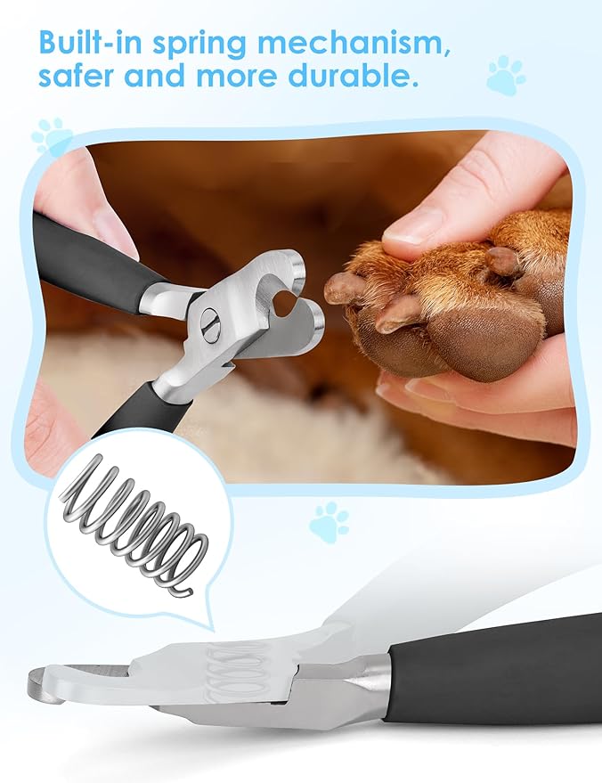 Heavy Duty Dog Nail Clippers -【Cuts Thick Nails Like Butter】【Upgraded Large Opening】 Professional Toenail Trimmer Razor Sharp Blade for Medium to Giant Breed (Black)