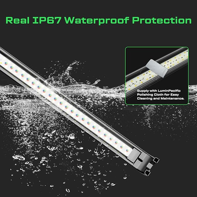 LED Aquarium Light with Remote, IP67 Waterproof Freshwater Planted Grow Light, Full Spectrum Fish Tank Light with Timer, Dimmable RGB+W, Upgrade Appearance, High Performance (18-23inch)
