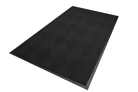 WaterHog Diamond | Commercial-Grade Entrance Mat with Rubber Border – Indoor/Outdoor, Quick Drying, Stain Resistant Door Mat (Charcoal, 3' x 5')
