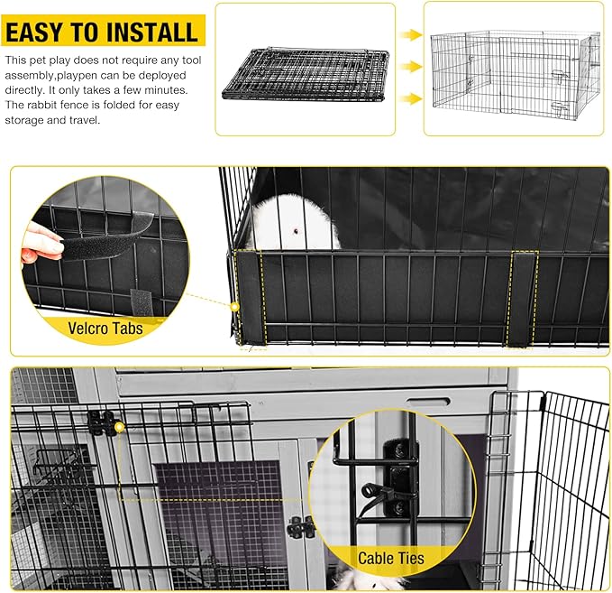 Aivituvin Rabbit Pen Indoor Bunny Pet Playpen Large Guinea Pig Outdoor Exercise Run Pet Enclosure-Playpen ONLY