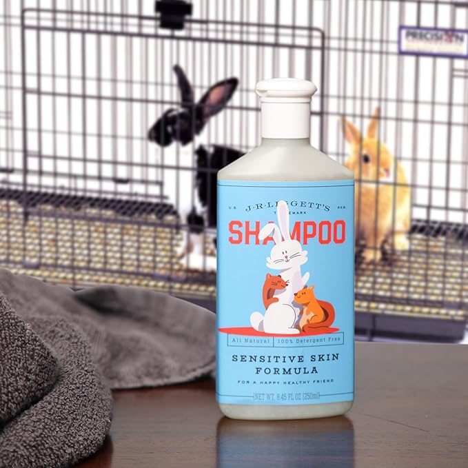 JR Liggett’s Natural Liquid Small Animal Shampoo for Sensitive Skin - 100% Detergent Free, Non-GMO & Biodegradable - Tear-Free, Hypoallergenic Formula Soothes Dry Itchy Skin - 8.45 fl oz