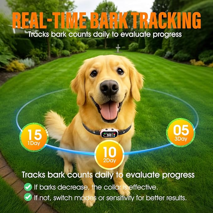 Smart Dog Bark Collar, for Small Medium Large Dogs 10-100lbs, Automatic Dog Training Collar to Decrease Barking, Anti Barking Device with 4 Training Modes, More 8 Sensitivity Levels, Pink