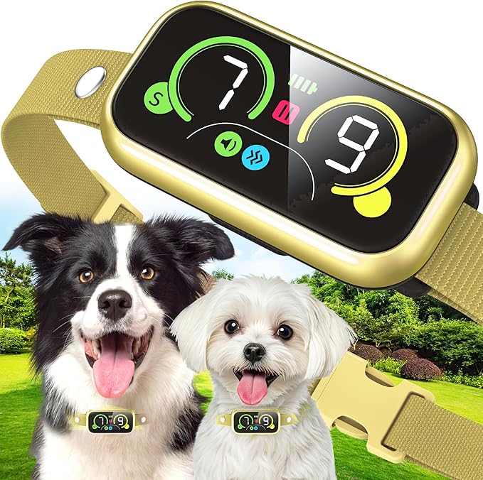 Dog Bark Collar, Smart Barking Collar with 4 Modes, 7 Adjustable Sensitivity for Barking Howling Whining, Automatic Anti Barking Device for Large Medium Small Dogs IP67 Waterproof for Indoor & Outdoor