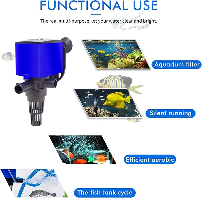 Water Pump 320 GPH Submersible Internal Aquarium Powerhead Water Pump Ultra Quiet for Aquarium,Fish Tank-2 Pack -5 Pack