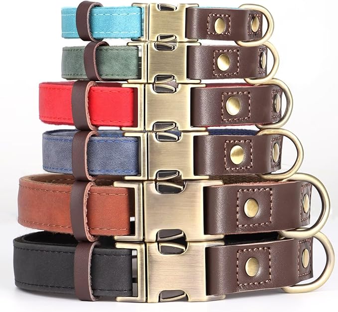 Didog Soft PU Leather Dog Collar for Large Dogs,Classic Adjustable Dog Collars with Quick Release Metal Buckle,Easy Clean and Comfortable with Nylon Lining,Black,L Neck 15-23"
