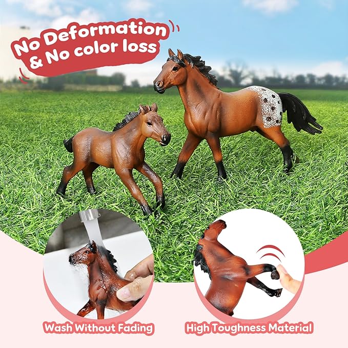 Horse Stable Playset, Horse Toys Set for Girls and Boys with Rider, Farm Animal Figurines Barn Toys, Pretend Play for Kids 3-5 6 7 8-10 Birthday Gifts