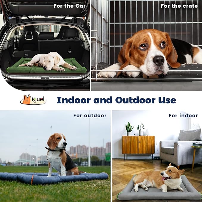 Miguel Oxford 900D Outdoor Waterproof Dog Bed for Metal Dog Crates Water-Resistant All Weather Pet Mat Durable Easy Wipe Clean Travel Indoor Outdoor Puppy Cat Crate Bed 42inch, Blue
