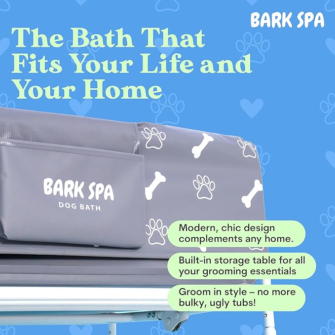 Dog Bath Tub - Free Brush & Towel – Foldable & Portable Dog Washing Station – Lightweight Dog Bath for Indoor & Outdoor Grooming – Fits in Shower or Bath