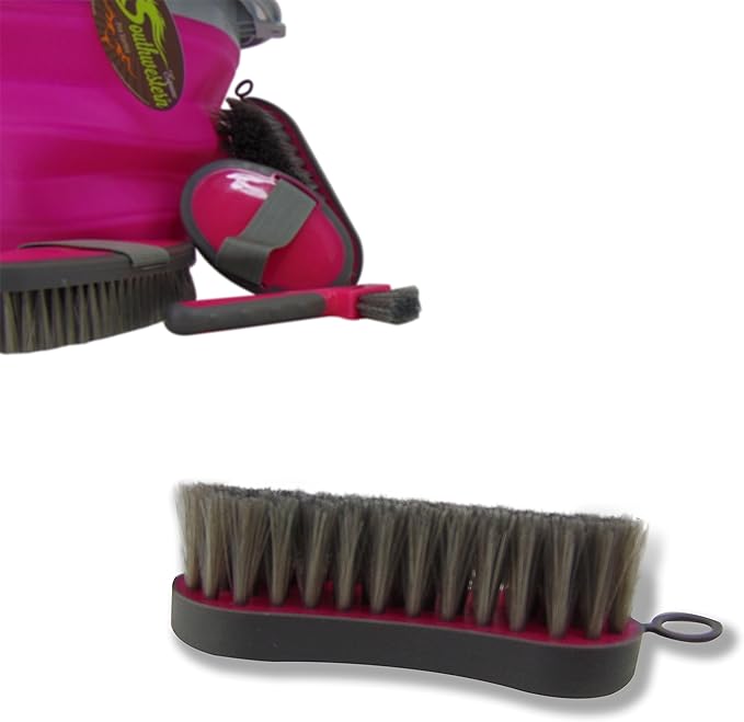 Collapsible Grooming Kit 10 Liter Bucket and 5 Grooming Tools by Southwestern Equine (Pink)