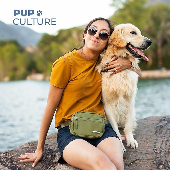 Pup Culture Cross Body Dog Training Treat Pouch | Removable Treat Bag for Anytime Your Pup Needs| Built In Poop Bag Dispenser & Used Dog Poop Bag Holder | Stylish Dog Treat Pouch - Orange