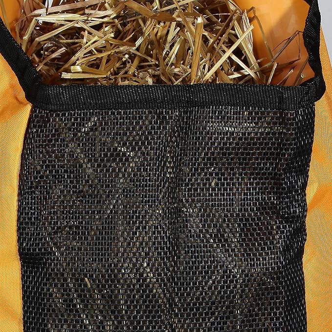 Majestic Ally 1200 D Hay Feeder Tote Bag for Horses, Sheep with Reflective Trim- Reduces Waste - Comes with 36” Hay Net. (Hunter Green)