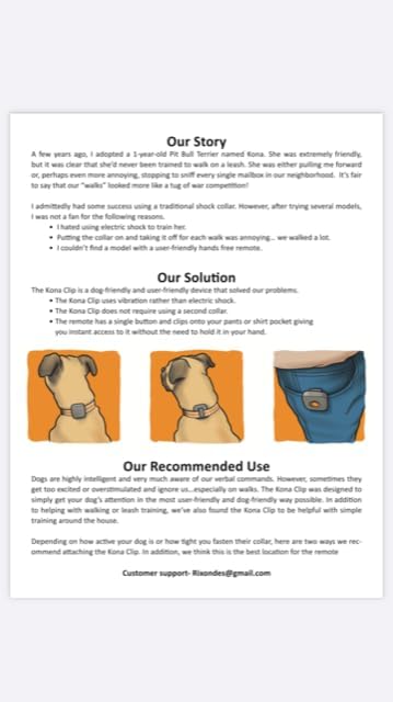Dog Training Device - The Original Kona Clip Designed in The USA Vibration Correction with Remote Controller Small, Medium, Large Dogs Leash Training, Waterproof, Rechargeable
