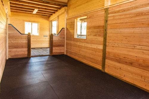 American Floor Mats - Heavy Duty Stall Tiles - Stable/Horse Tiles - Thick, Durable Rubber Flooring Solid Black 1 Center Tile 3/4" Thick