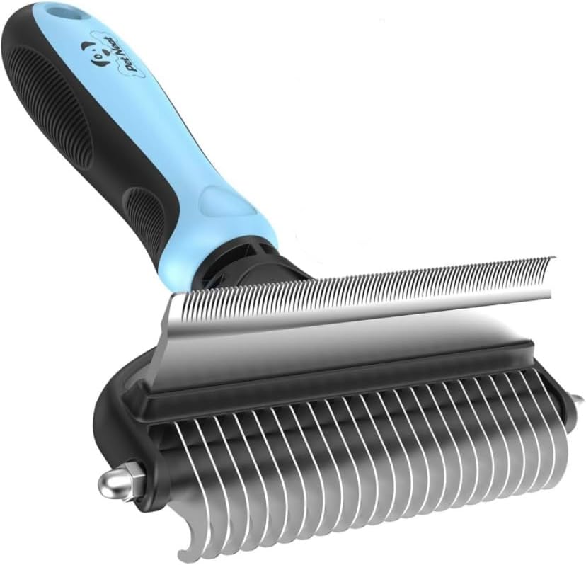 Dog Brush for Shedding & Cat Brushes for Indoor Cats - Double Coat Dog Brushes for Grooming - Hair Remover Pet Grooming Tools - 2 in 1 Deshedding Brush & Undercoat Rake for Dogs - Defur Comb Cleaner