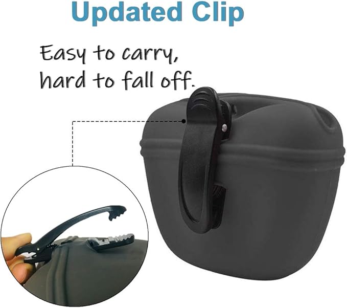 RoyalCare Silicone Dog Treat Pouch-Small Training Bag-Portable Dog Treat Bag for Leash with Magnetic Closure and Waist Clip[US Design Patent]