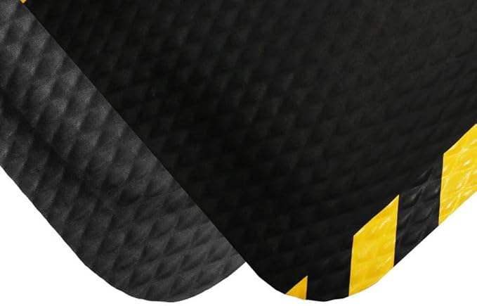 American Floor Mats Hog Heaven 5/8 inch Black & Yellow Border 5' x 10' Nitrile Backed Anti-Fatigue Comfort Mat