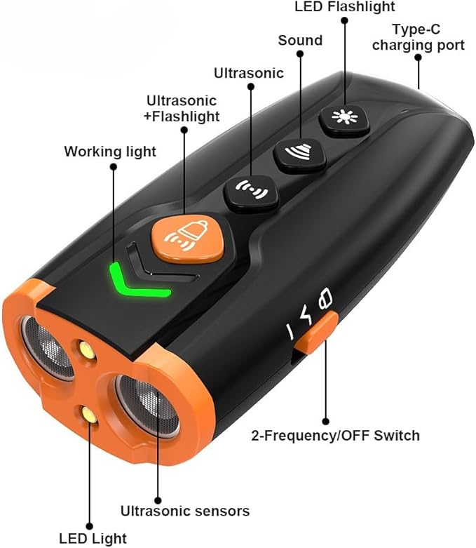 Dog Bark Deterrent Devices, Rechargeable Anti Barking Device for Dogs, 7 Mode Bark Deterrent Device, Safe Ultrasonic Dog Bark Deterrent for Dogs, Up to 28 Ft Range Dog Barking Silencer, Easy to Carry