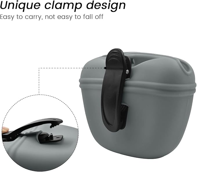 AUDWUD Silicone Dog Treat Pouch,with Dog Training Clicker,Clip on Portable Training Container,Convenient Magnetic Buckle Closing and Waist Clip