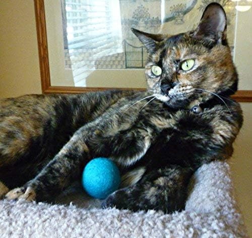 Wool Cat Toys - Silent Felt Balls for Small Pet Fetch and Play - Eco Friendly Quiet Wool Ball Toy for Cats and Kittens - Choose Your Colors - Pink