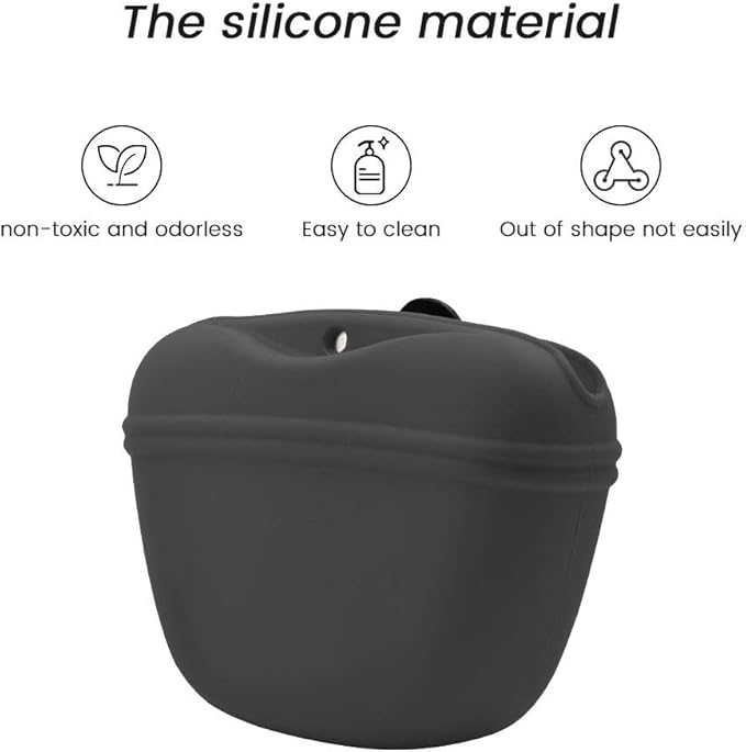 AUDWUD Silicone Dog Treat Pouch,With Dog Training Clicker,Clip on Portable Training Container,Convenient Magnetic Buckle Closing and Waist Clip