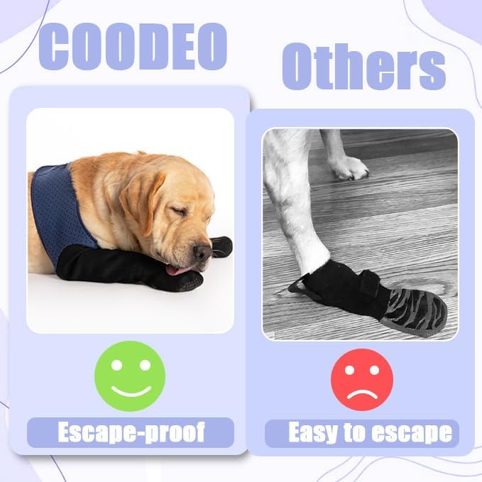 COODEO Dog Socks to Prevent Licking Paws, Dog Healing Bootss & Paw Protectors with Non-Slip Bottoms to Protect Wounds, Waterproof Sleeve Dog Shoes for Licking (Blue, L)