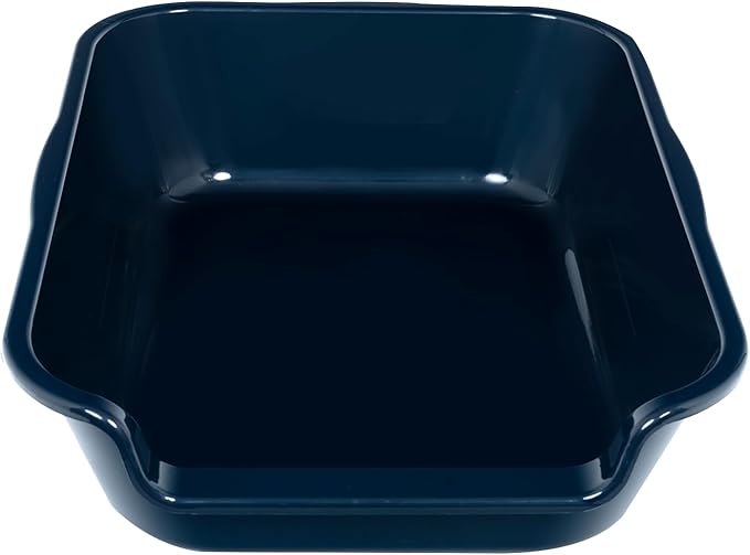 2 Pack of Extra Large Cat Litter Box (ABS Material), Low Entry Senior Litter Pen for Geriatric Kitty Big Cats, Jumbo Pet Safe Litter Boxes Tray for Pets Potty (Dark Blue, 20" L x 15.5" W)