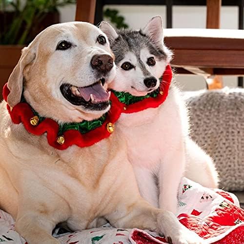 Huxley & Kent Ruff Pet Scrunchy | Elf (Small) | Festive Christmas/Holiday Neckwear for Dogs/Cats | Fun Stretchable Costume Accessory | Soft Collar with Bells