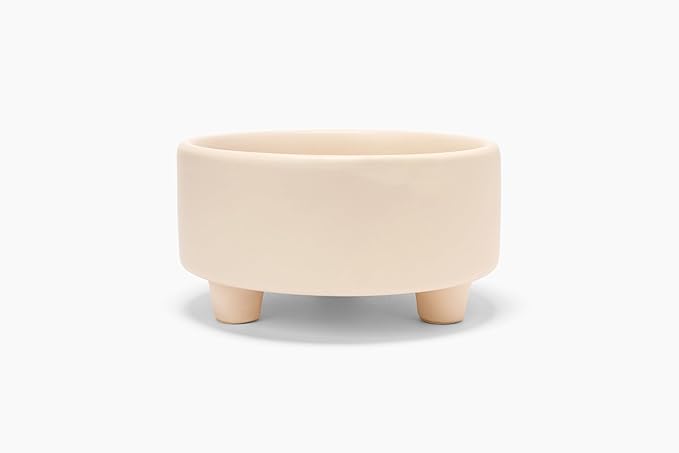 Waggo Uplift Ceramic Dog Bowl for Small Medium and Large Breeds - Heavyweight and Durable Pet Food and Water Dish Crock, Dishwasher Safe, Modern, Elevated Feeder (Buttercream, Large)