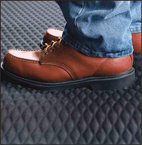 American Floor Mats Hog Heaven 5/8 inch Black & Yellow Border 4' x 6' Nitrile Backed Anti-Fatigue Comfort Mat