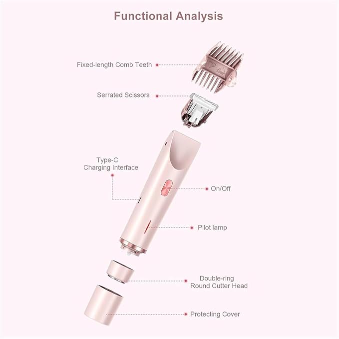 Bikini Trimmer for Women 2025 Upgrade Dual Head Shaver Women Ceramic Blades 2-in-1 Women's Body Shaver Electric Razor 90min Cordless Runtime Waterproof Travel Grooming Kit (Purple)