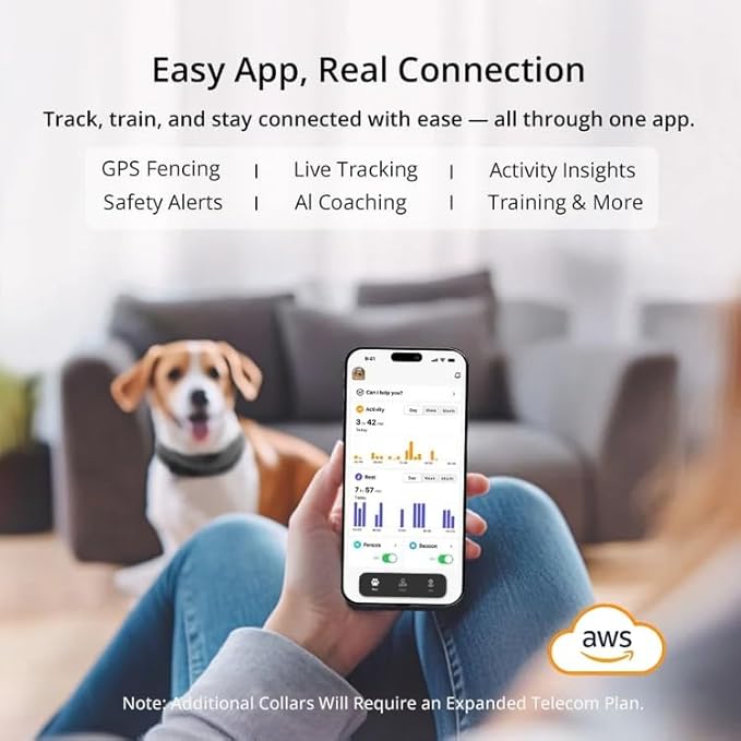 SATELLAI Dog Wireless Fences, Pink The Most Advanced GPS Dog Collar with AI Analysis, Precise Positioning, 5-Day Battery, and IP68 Waterproof, Flexible Virtual Fencing for Medium & Large Dogs