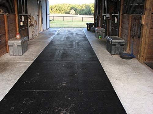 American Floor Mats - Heavy Duty Stall Tiles - Stable/Horse Tiles - Thick, Durable Rubber Flooring Solid Black 1 Center Tile 3/8" Thick